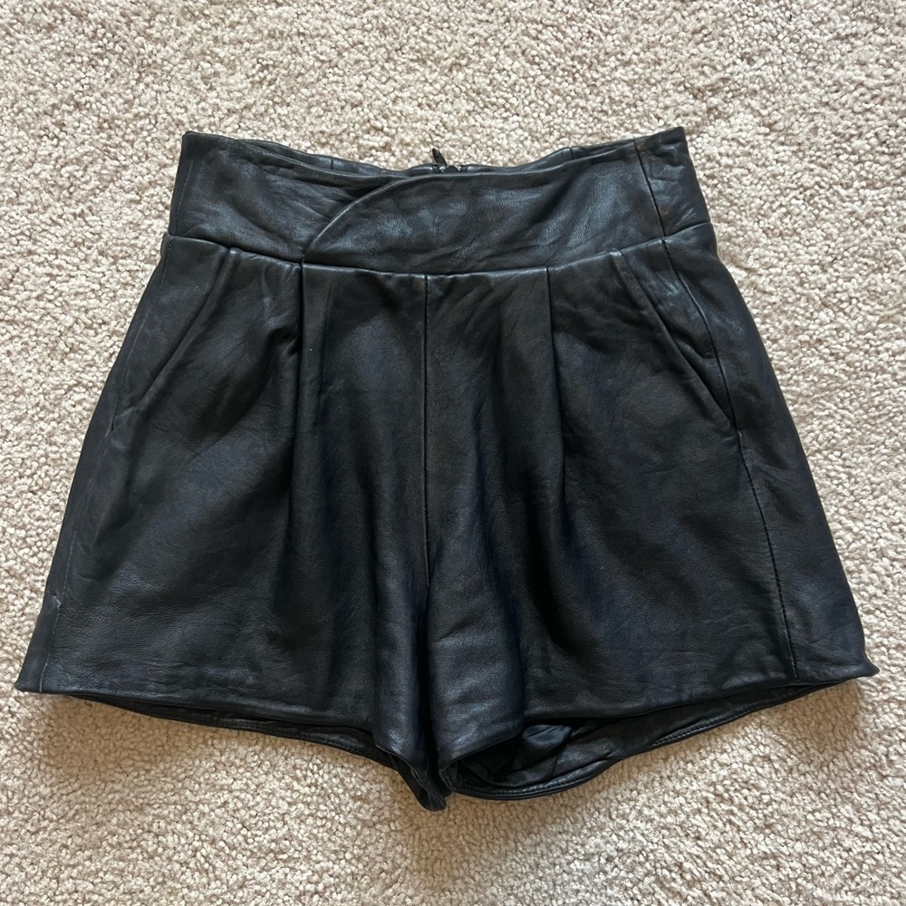 French Connection Black Leather Shorts Size 2